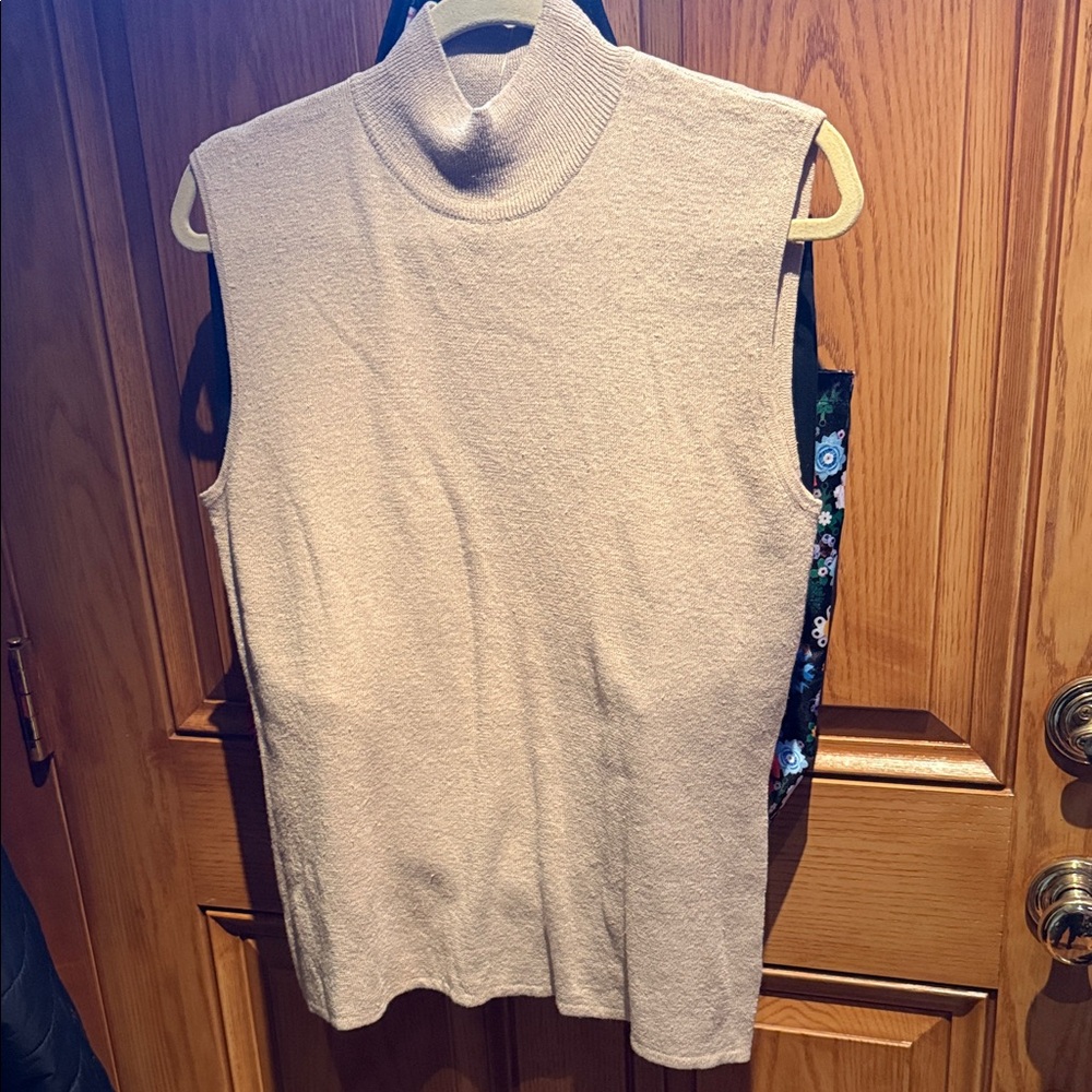 Chico's Beige Sleeveless Turtleneck Top